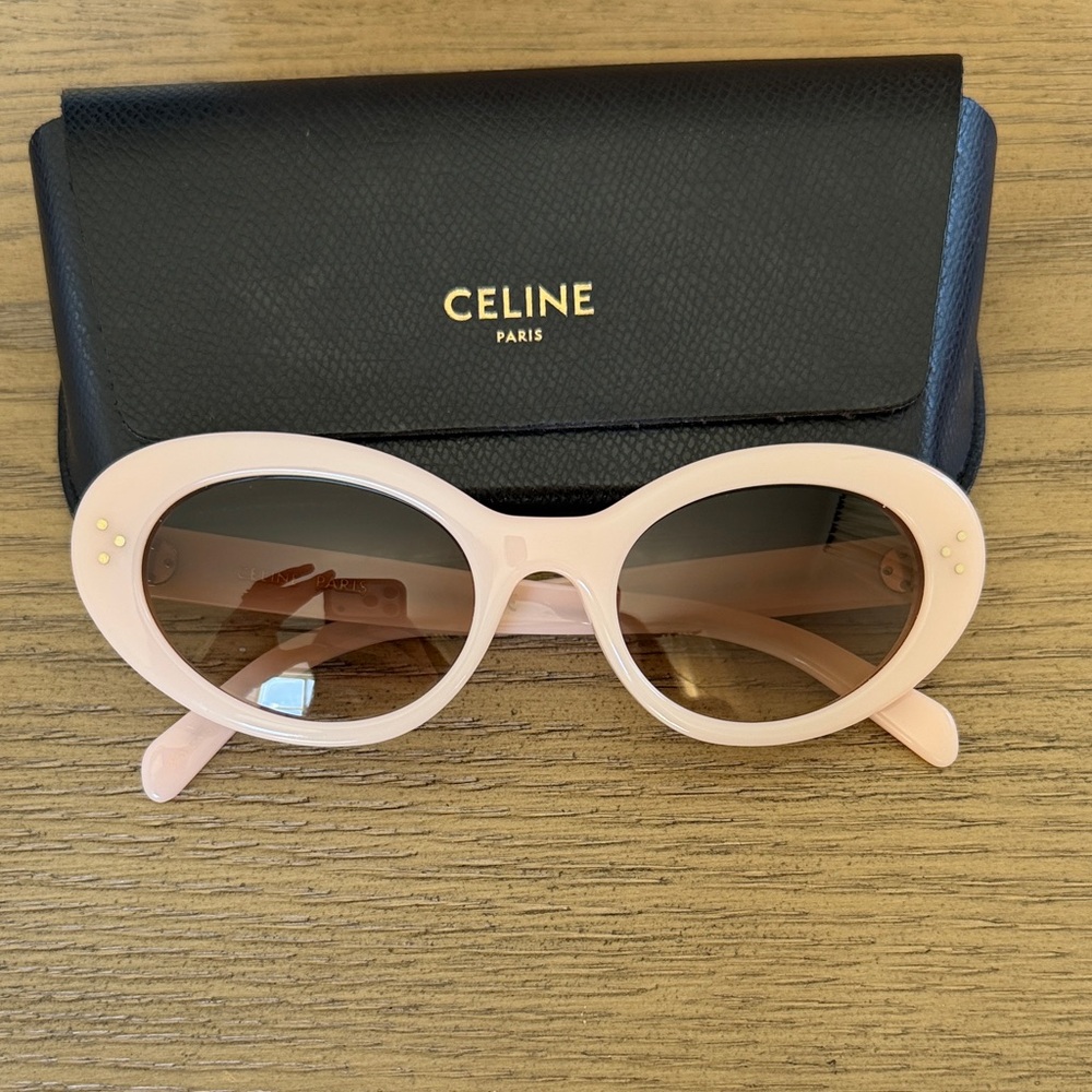 Celine Pale Pink Oval Sunglasses with Brown Gradient Lenses